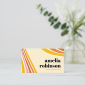 レトロマスタードイエローブラウンピンクボホラインミニマル 名刺 (スタンド正面)