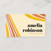 レトロマスタードイエローブラウンピンクボホラインミニマル 名刺 (正面)