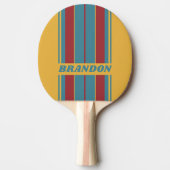 レトロマスタードストライプシードボード名 卓球ラケット (正面)