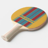 レトロマスタードストライプシードボード名 卓球ラケット (正面アングル)