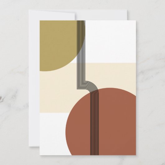 レトロマスタードベージュテラコッタ結婚抽象芸術 招待状 (裏面)