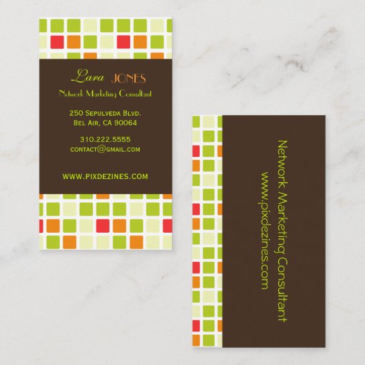 レトロマス名刺濃いチョコレートアクセント 名刺 (正面/裏面)