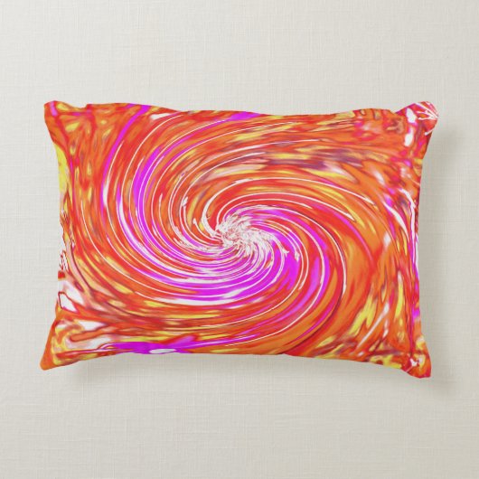 レトロマゼンタと秋の色のフローラの渦巻き アクセントクッション (裏面)