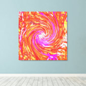 レトロマゼンタと秋の色のフローラの渦巻き キャンバスプリント (インサイチュ (ウッドフロア))
