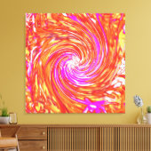 レトロマゼンタと秋の色のフローラの渦巻き キャンバスプリント (インサイチュ (リビング))