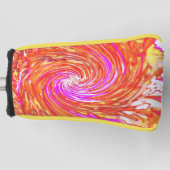 レトロマゼンタと秋の色のフローラの渦巻き ゴルフヘッドカバー (正面)