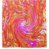 レトロマゼンタと秋の色のフローラの渦巻き シャワーカーテン (正面)