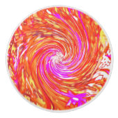 レトロマゼンタと秋の色のフローラの渦巻き セラミックノブ (正面)