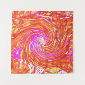 レトロマゼンタと秋の色のフローラの渦巻き タペストリー (正面(横))