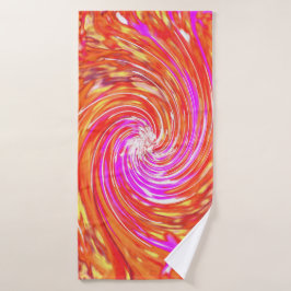 レトロマゼンタと秋の色のフローラの渦巻き バスタオル