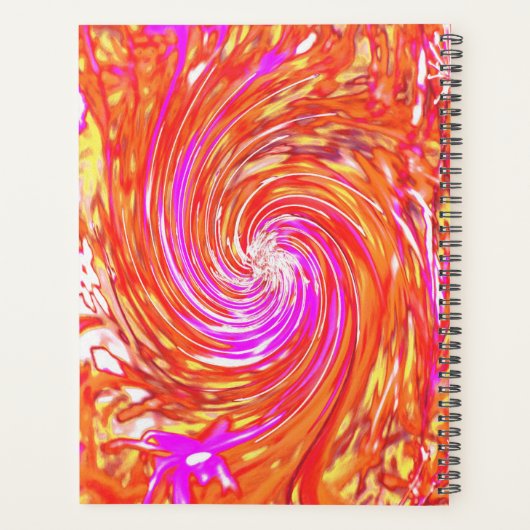 レトロマゼンタと秋の色のフローラの渦巻き プランナー手帳 (裏面)