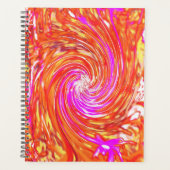 レトロマゼンタと秋の色のフローラの渦巻き プランナー手帳 (正面)