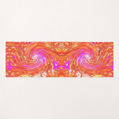 レトロマゼンタと秋の色のフローラの渦巻き ヨガマット (正面(横))