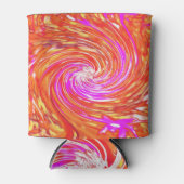 レトロマゼンタと秋の色のフローラの渦巻き 缶クーラー (正面)