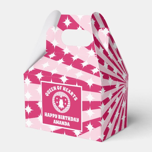 レトロマゼンタクイーンオブハート誕生日パーティー フェイバーボックス (裏面サイド)