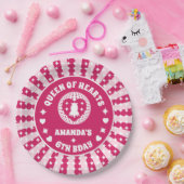 レトロマゼンタクイーンハート誕生日 ペーパープレート (パーティー)