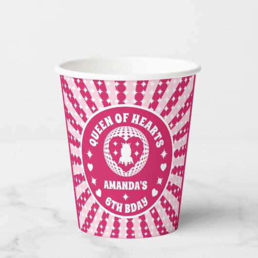 レトロマゼンタクイーンハート誕生日 紙コップ (正面)