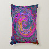 レトロマゼンタ、緑、オレンジの抽象芸術旋回 アクセントクッション (正面(垂直))