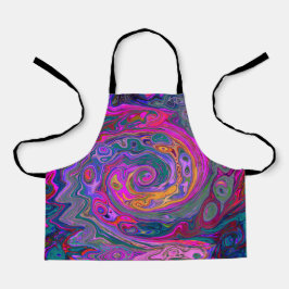 レトロマゼンタ、緑、オレンジの抽象芸術旋回 エプロン