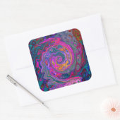 レトロマゼンタ、緑、オレンジの抽象芸術旋回 スクエアシール (封筒)