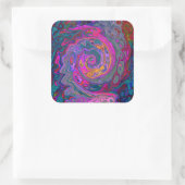 レトロマゼンタ、緑、オレンジの抽象芸術旋回 スクエアシール (バッグ)