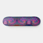 レトロマゼンタ、緑、オレンジの抽象芸術旋回 スケートボード (横)