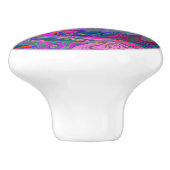 レトロマゼンタ、緑、オレンジの抽象芸術旋回 セラミックノブ (側面)