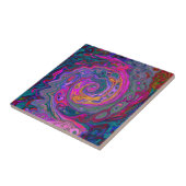 レトロマゼンタ、緑、オレンジの抽象芸術旋回 タイル (側面)