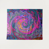 レトロマゼンタ、緑、オレンジの抽象芸術旋回 タペストリー (正面(横))