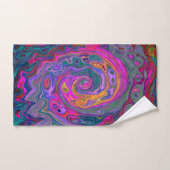 レトロマゼンタ、緑、オレンジの抽象芸術旋回 バスタオルセット (ハンドタオル)