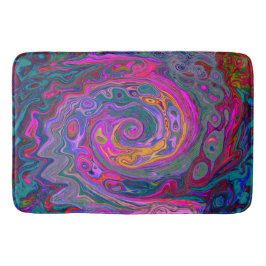 レトロマゼンタ、緑、オレンジの抽象芸術旋回 バスマット