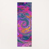 レトロマゼンタ、緑、オレンジの抽象芸術旋回 ヨガマット (正面)