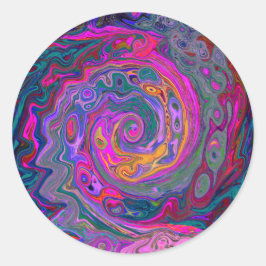 レトロマゼンタ、緑、オレンジの抽象芸術旋回 ラウンドシール
