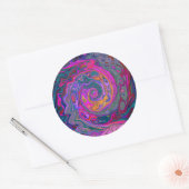 レトロマゼンタ、緑、オレンジの抽象芸術旋回 ラウンドシール (封筒)