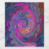 レトロマゼンタ、緑、オレンジの抽象芸術旋回 ワインラベル (シングルラベル)