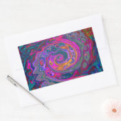 レトロマゼンタ、緑、オレンジの抽象芸術旋回 長方形シール (封筒)