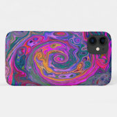 レトロマゼンタ、緑、オレンジの抽象芸術旋回 Case-Mate iPhoneケース (裏面(横))