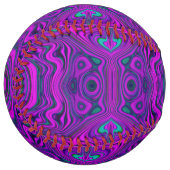 レトロマゼントリップ（幻覚体験）のようなタおよびブラック抽象芸術パターン ソフトボール (正面左)