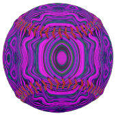 レトロマゼントリップ（幻覚体験）のようなタおよびブラック抽象芸術パターン ソフトボール (裏面)