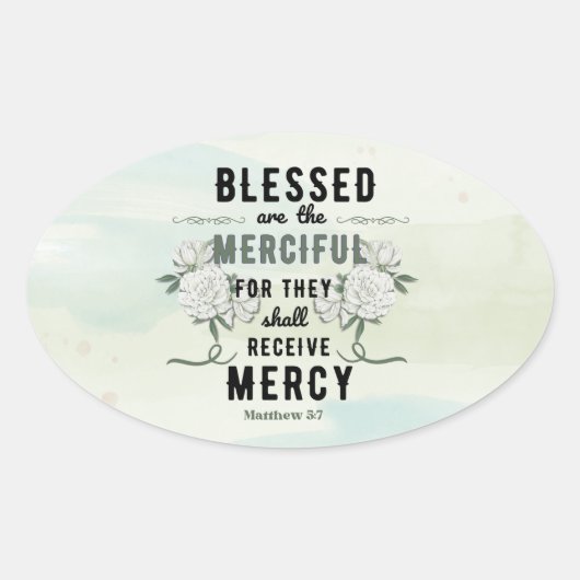 レトロマタイ5:7聖書の聖句 楕円形シール (正面)