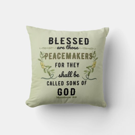 レトロマタイ5:9オリーブ枝水色 クッション (正面)