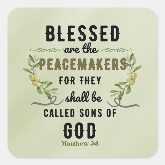 レトロマタイ5:9オリーブ枝水色 スクエアシール (正面)