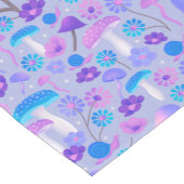 レトロマッシュルームウッドランドパープルターコイズブルー ショートテーブルランナー (コーナー)