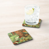 レトロマッシュルームフォレストウッドランドコースターセット コースター (右側)