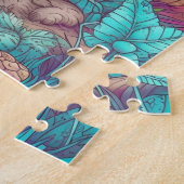 レトロマッシュルームヴィレッジイラストレーションアート ジグソーパズル (側面)