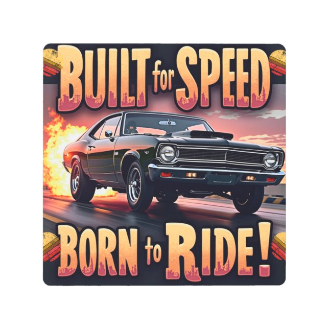 レトロマッスル – スピード用に構築 メタルプリント (正面)