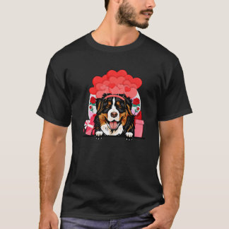 レトロマッチングバレンタインデーハート犬愛好家 Tシャツ