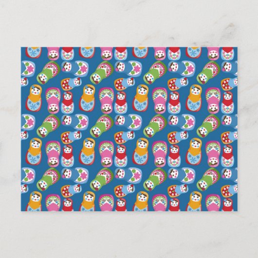 レトロマトリョーシカの人形 ポストカード (正面)