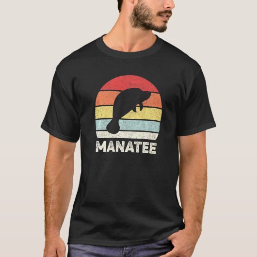 レトロマナティーTシャツ マナティー愛好家 ヴィンテージ動物 Tシャツ (正面)