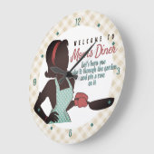 レトロママのディナーlingoフライパンのキッチンクロック ラージ壁時計 (傾斜)